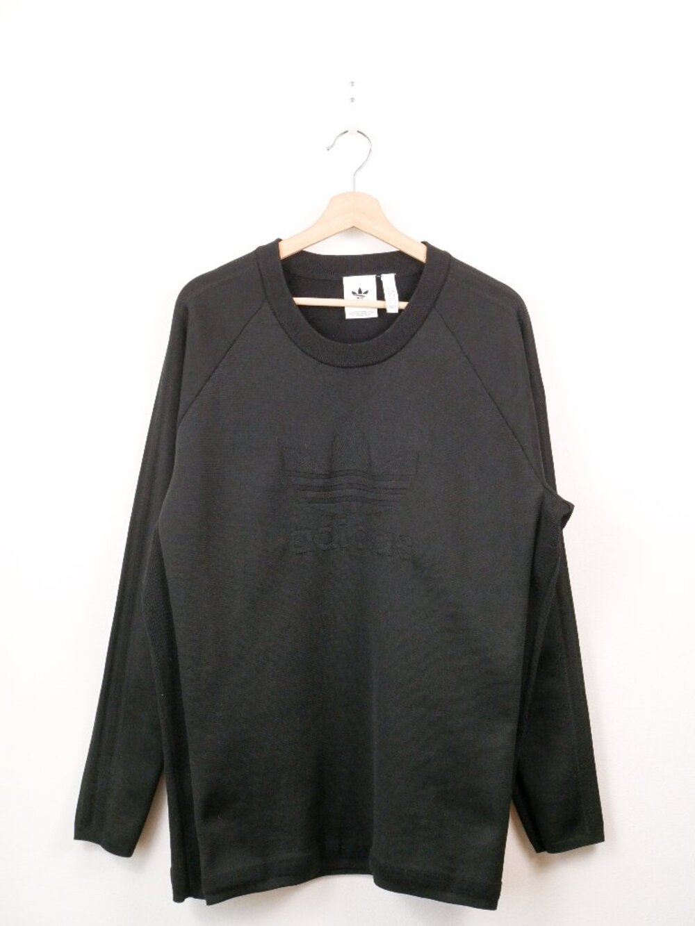 Adidas Originals Black Tonal Trefoil Raglan Long Sleeve Sweatshirt